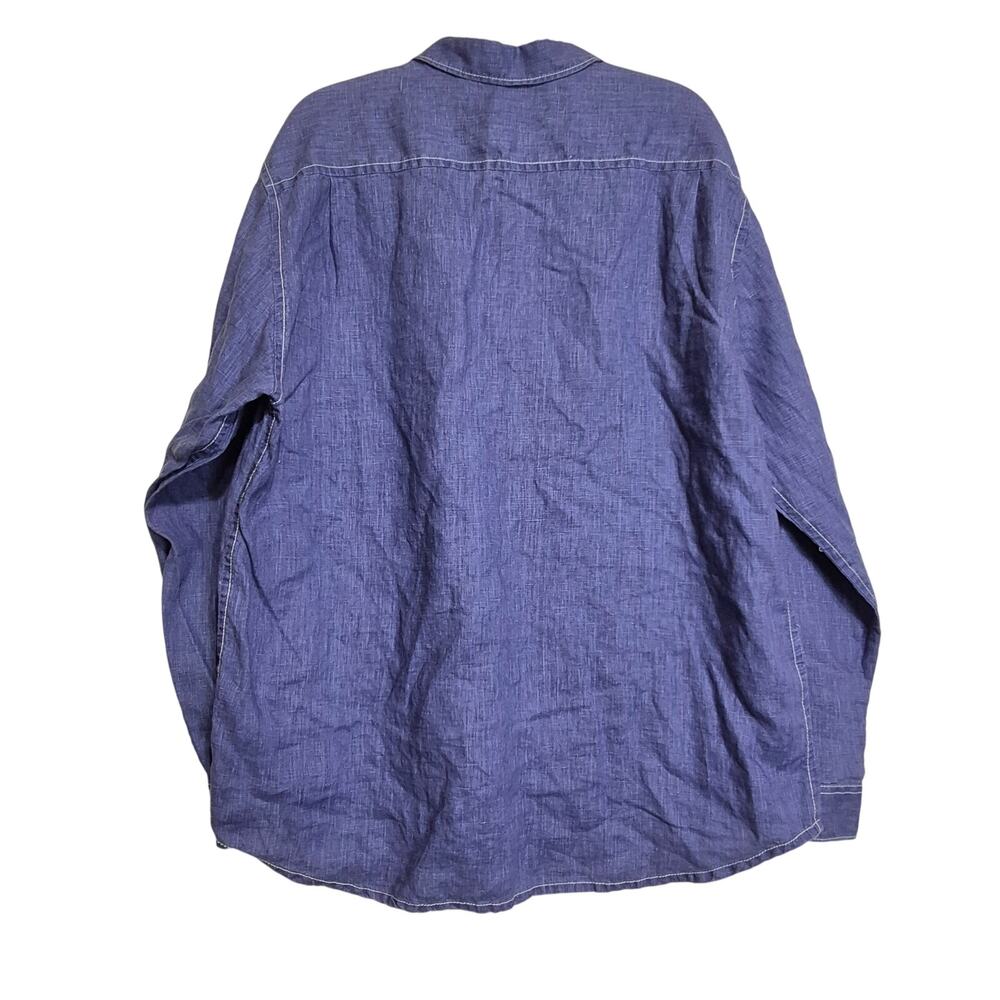 Tommy Bahama Relax Linen Men XXL Long Sleeve Shirt Blue Lightweight Marlin Logo - Picture 3 of 11